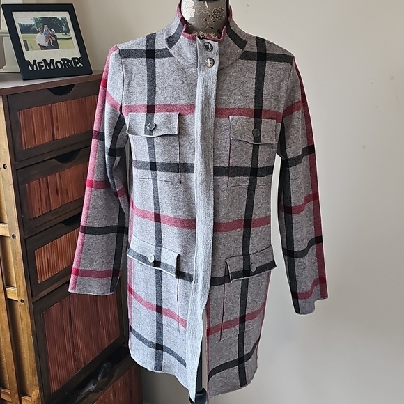 Anne Klein Sweaters - ANNE KLEIN PLAID SWEATER JACKET M